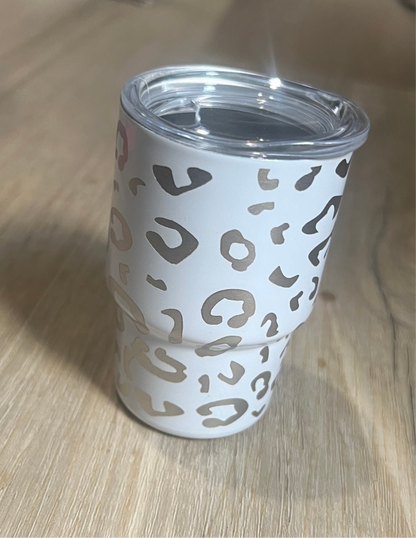 3 oz. Engraved Cheetah Print Tumbler With Lid and Stainless Steel Straw