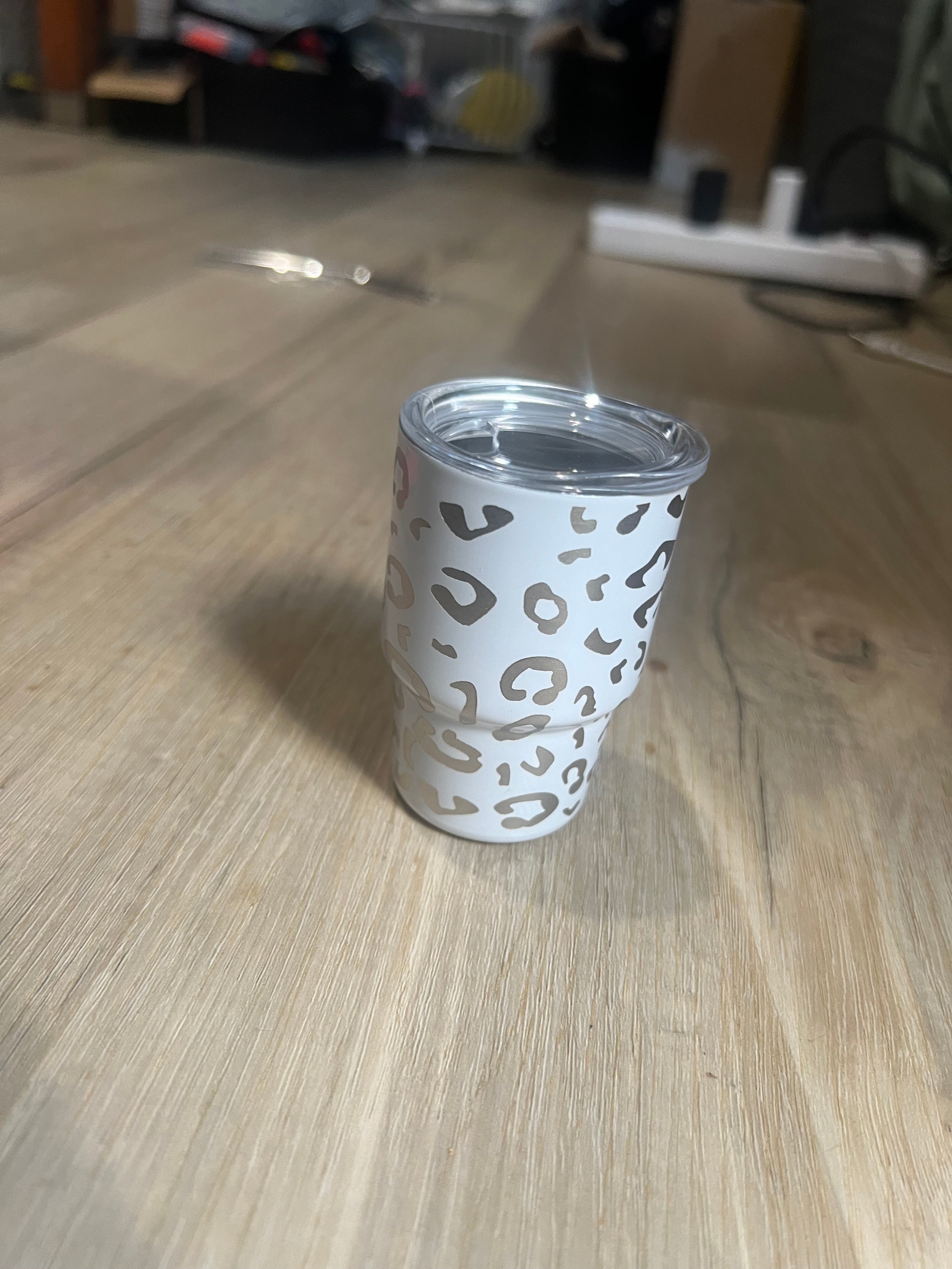 3 oz. Engraved Cheetah Print Tumbler With Lid and Stainless Steel Straw