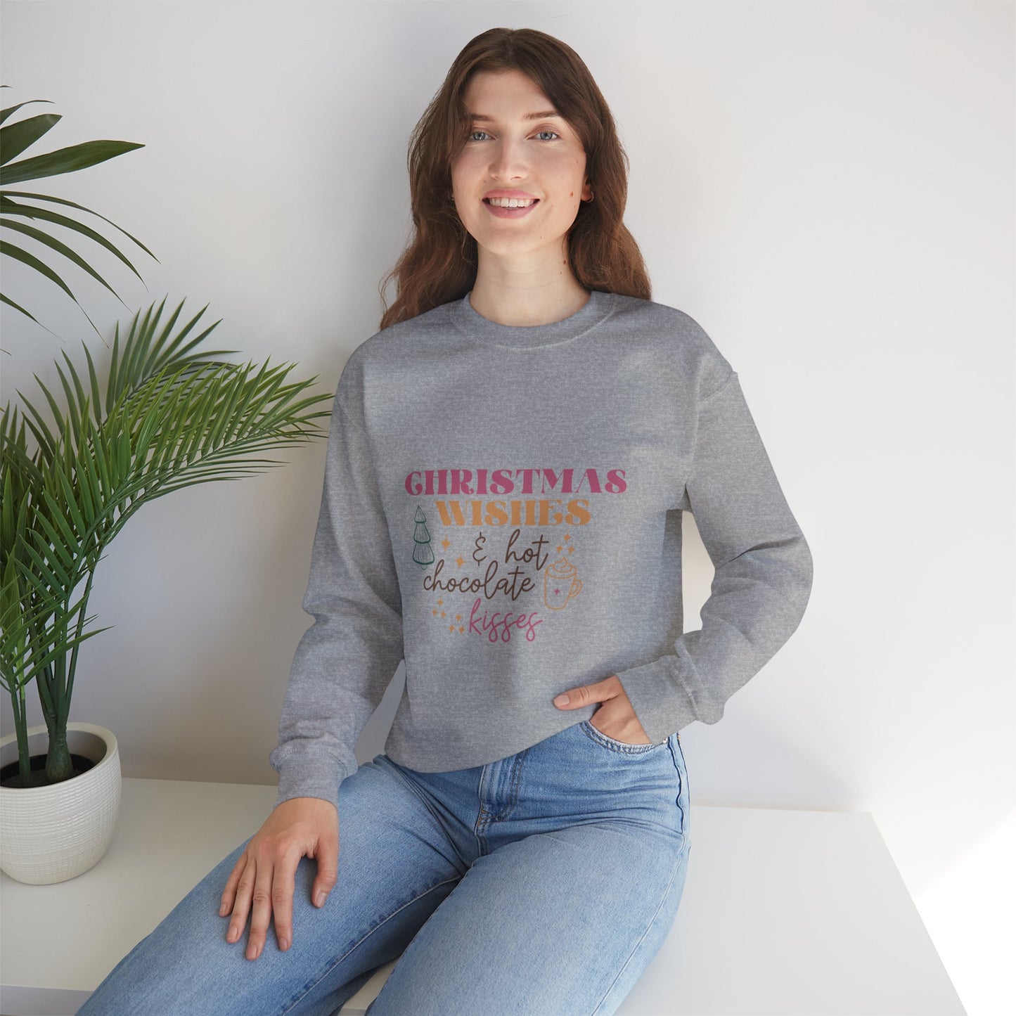 Christmas Wishes and Hot Chocolate Kisses Unisex Sweatshirt