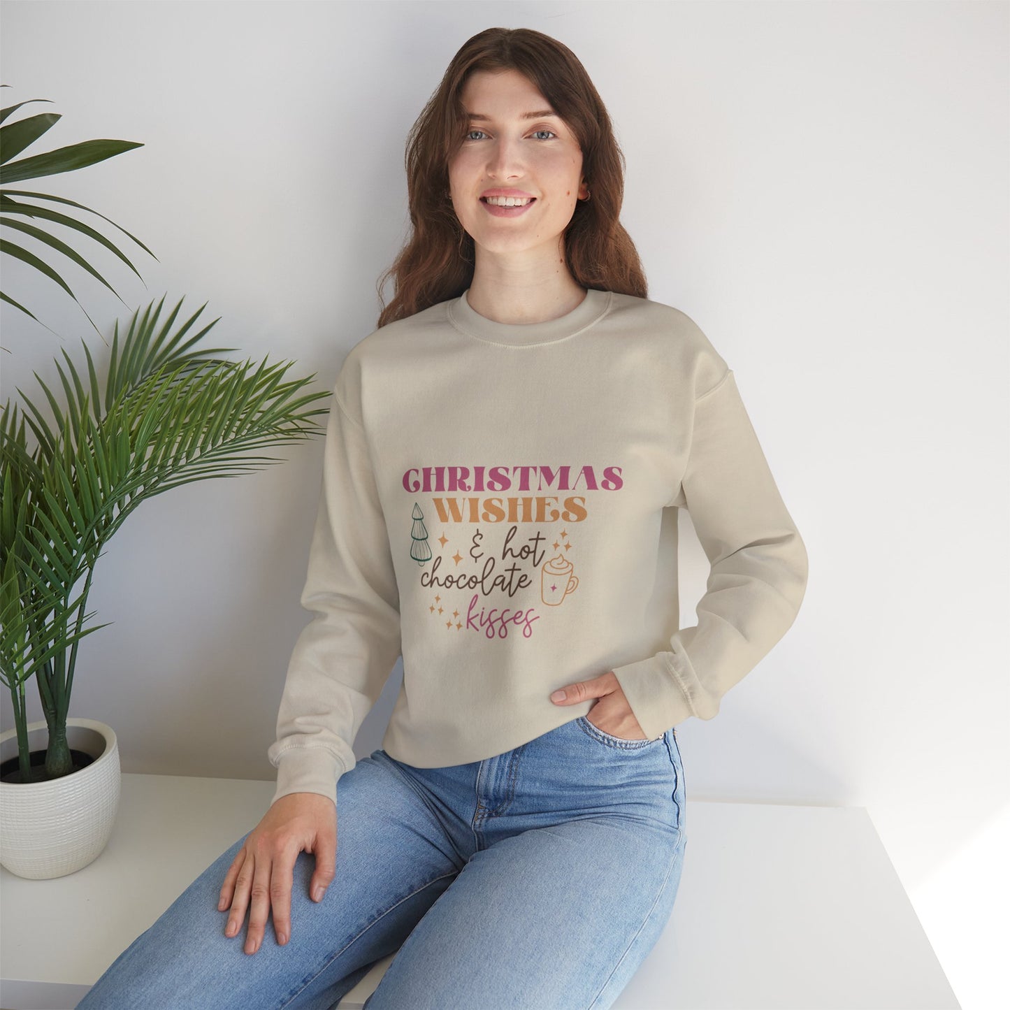 Christmas Wishes and Hot Chocolate Kisses Unisex Sweatshirt