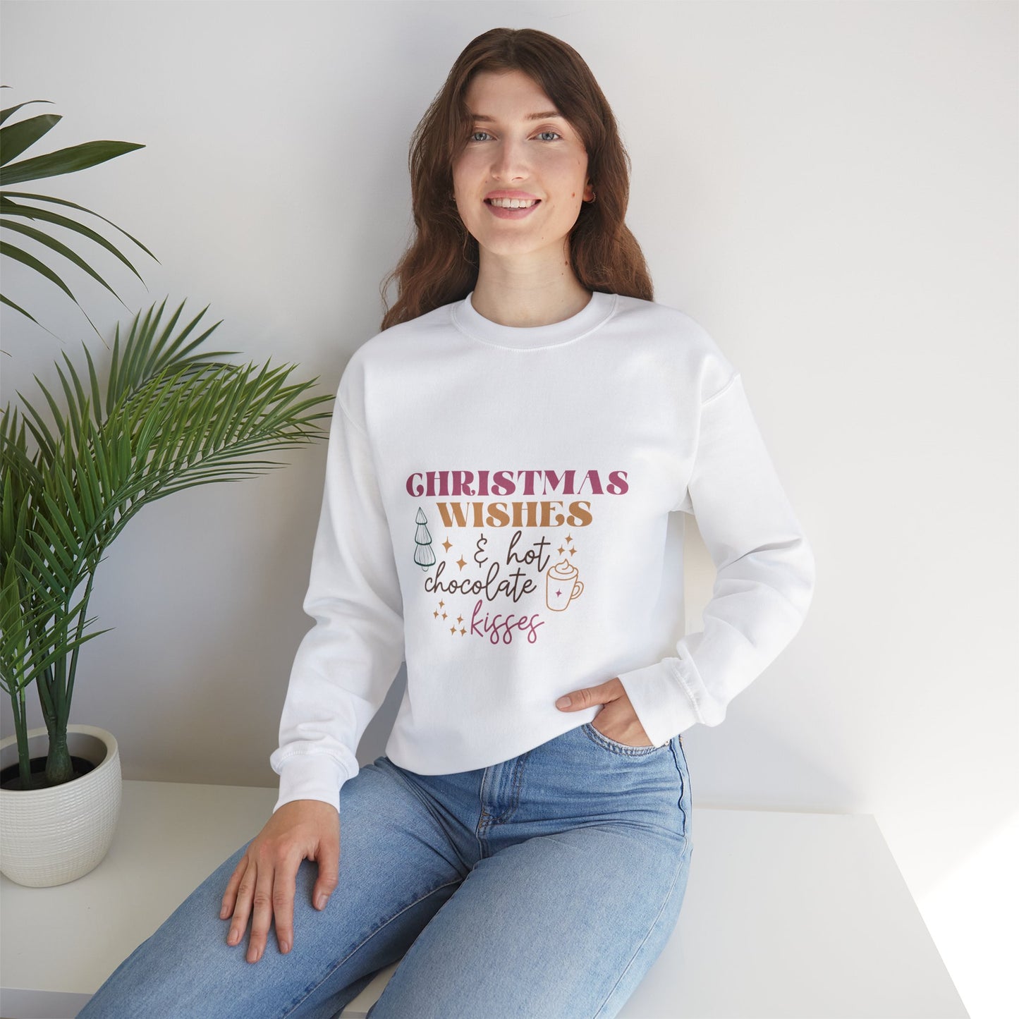 Christmas Wishes and Hot Chocolate Kisses Unisex Sweatshirt