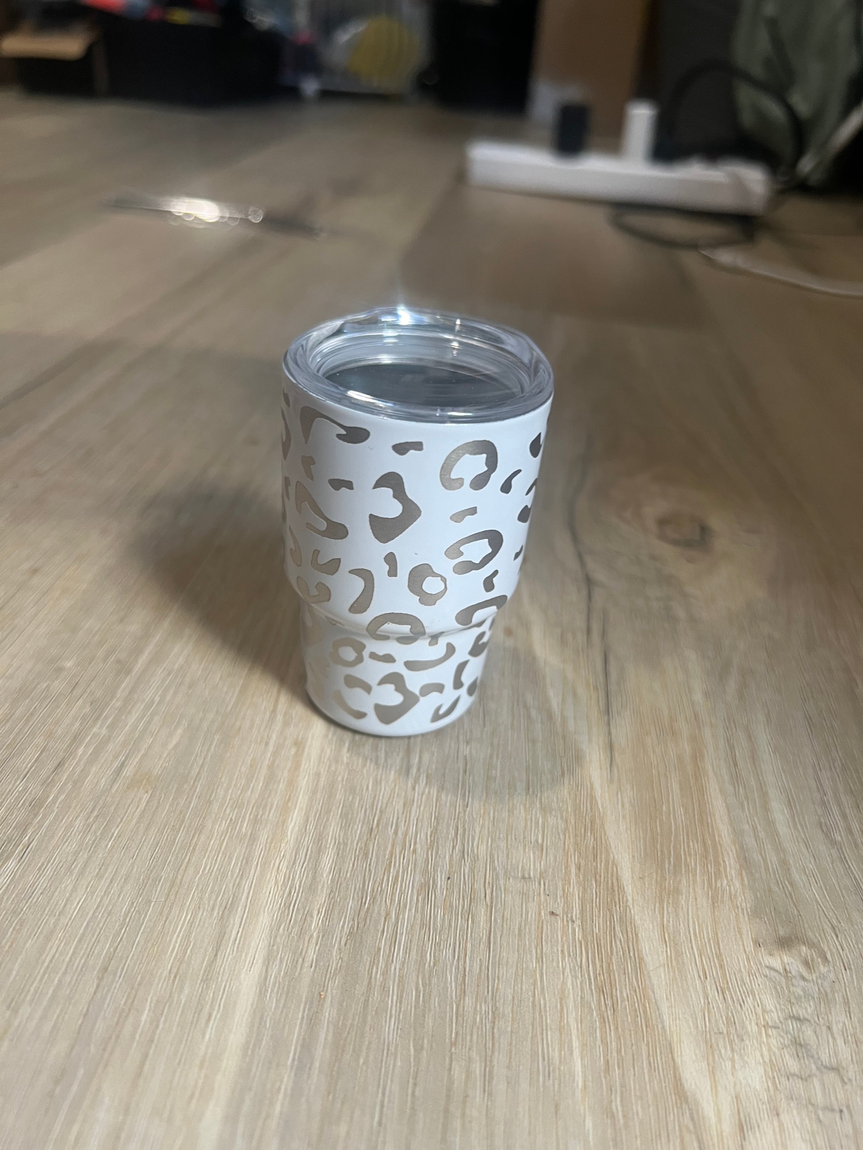 3 oz. Engraved Cheetah Print Tumbler With Lid and Stainless Steel Straw