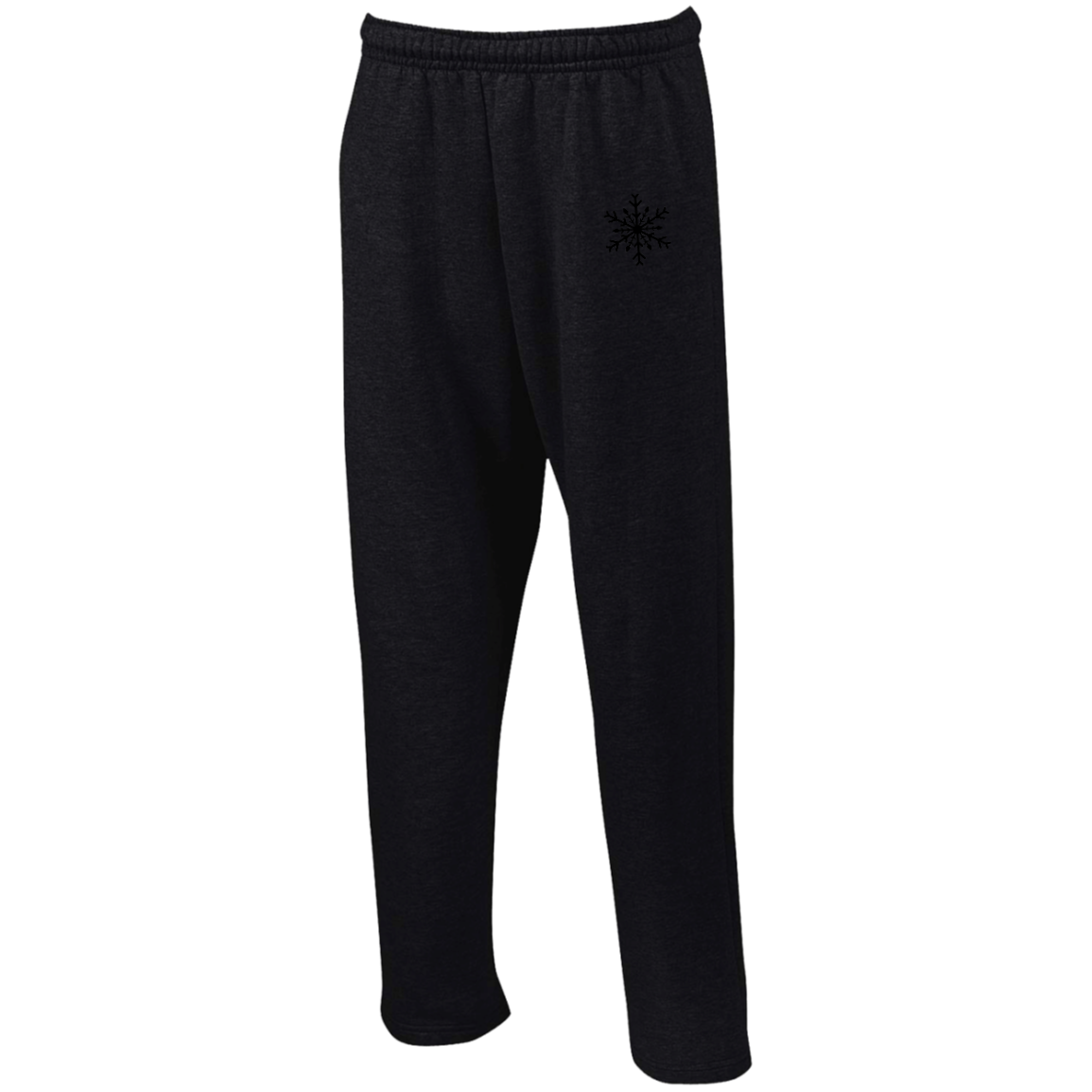 Open Bottom Sweatpants with Pockets with snowflake pocket print