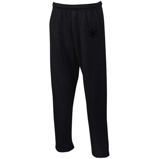 Open Bottom Sweatpants with Pockets with snowflake pocket print