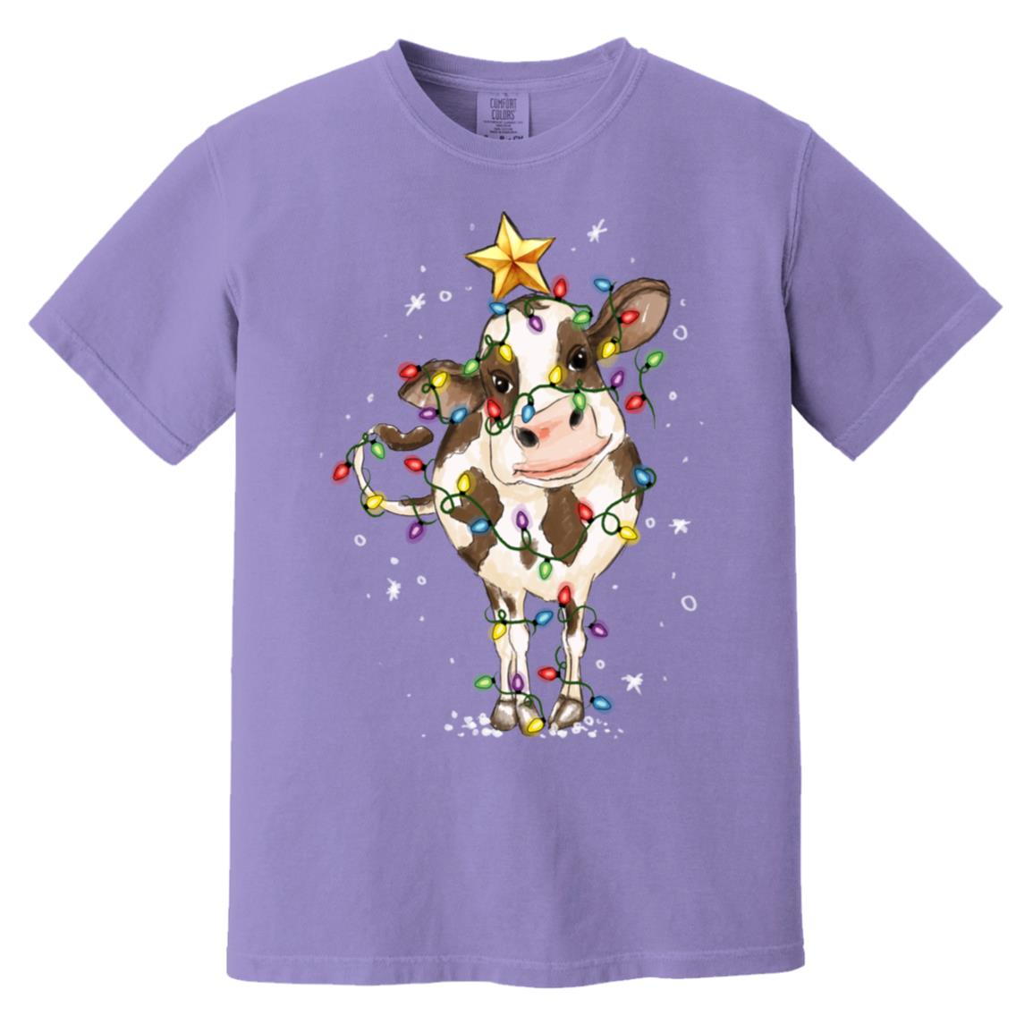 cow christmas Heavyweight Garment-Dyed T-Shirt