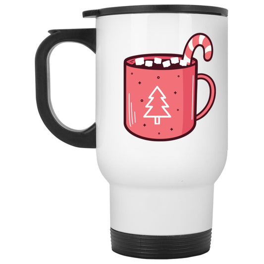 14 oz White Travel Mug Christmas Cocoa