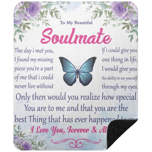 To My Beautiful Soulmate Premium Black Sherpa Blanket 50x60