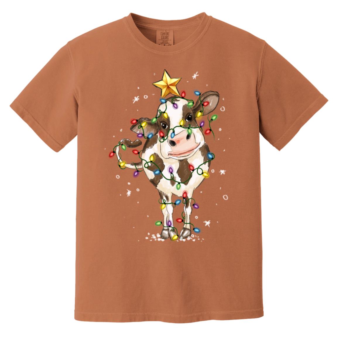 cow christmas Heavyweight Garment-Dyed T-Shirt