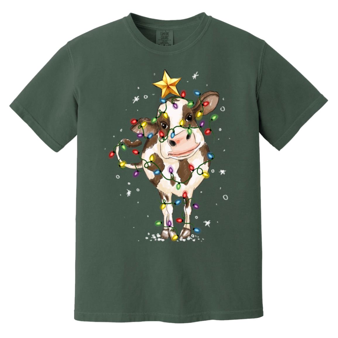 cow christmas Heavyweight Garment-Dyed T-Shirt