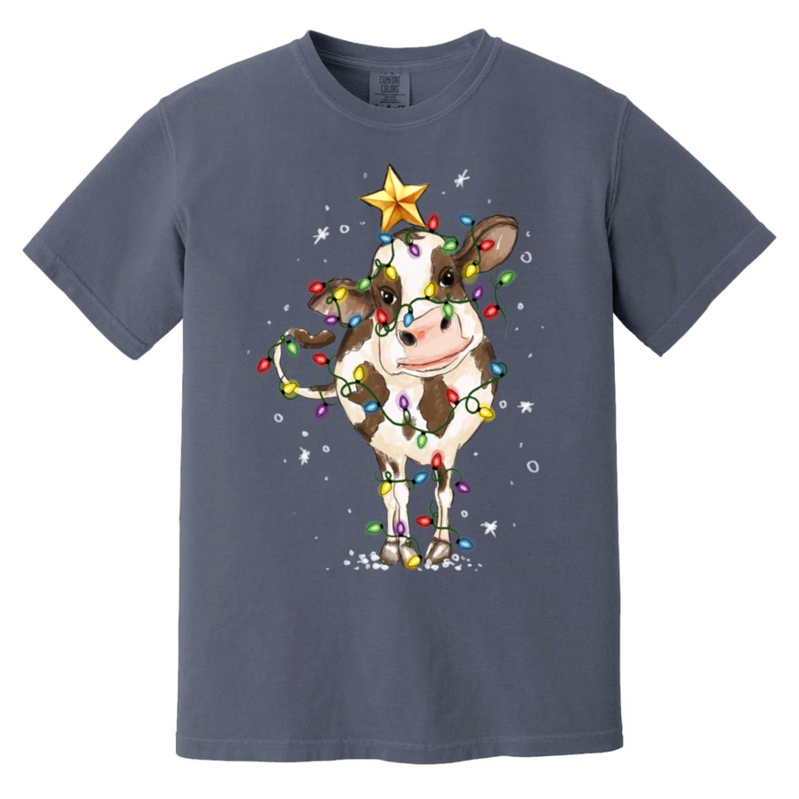 cow christmas Heavyweight Garment-Dyed T-Shirt