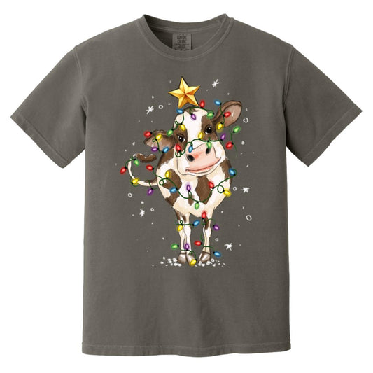 cow christmas Heavyweight Garment-Dyed T-Shirt