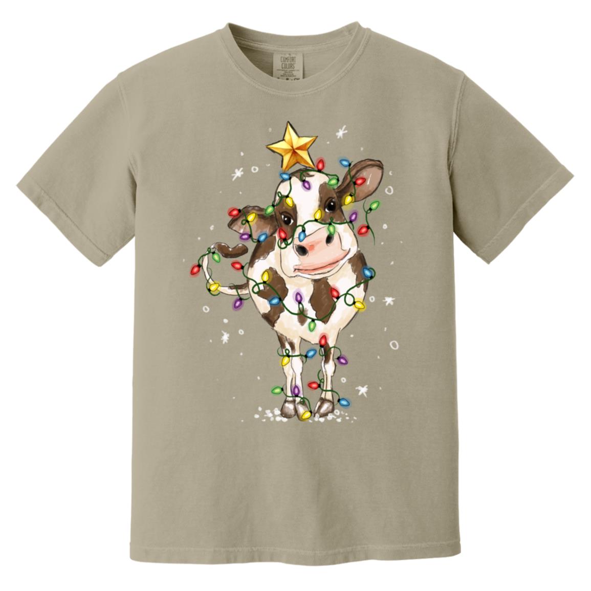 cow christmas Heavyweight Garment-Dyed T-Shirt