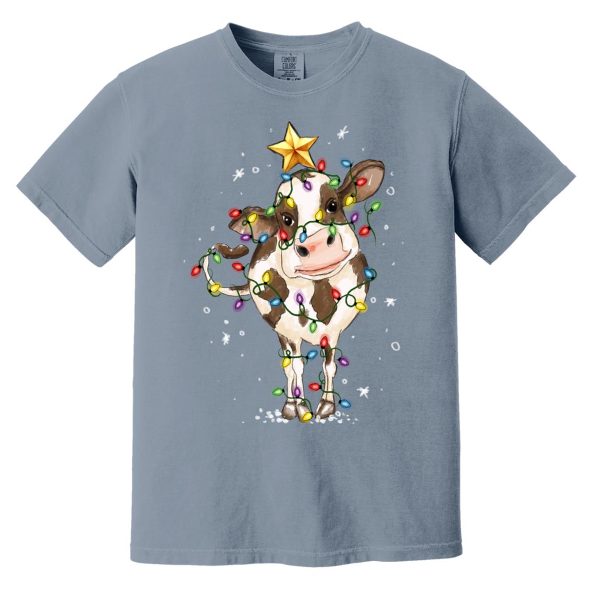 cow christmas Heavyweight Garment-Dyed T-Shirt