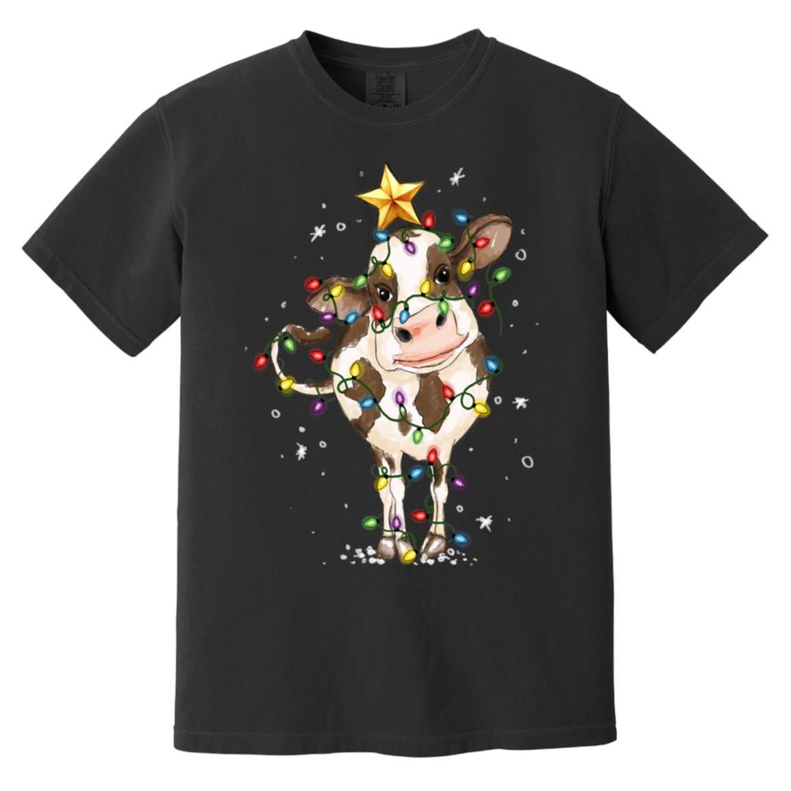 cow christmas Heavyweight Garment-Dyed T-Shirt