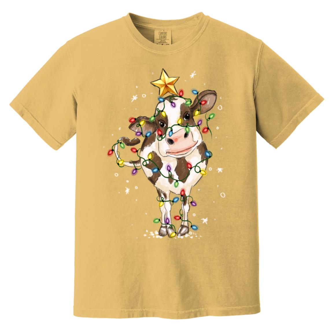 cow christmas Heavyweight Garment-Dyed T-Shirt