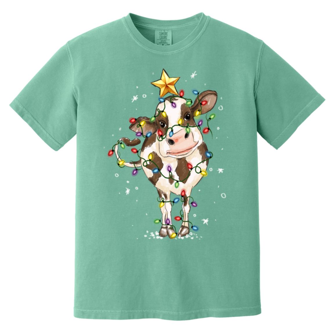 cow christmas Heavyweight Garment-Dyed T-Shirt