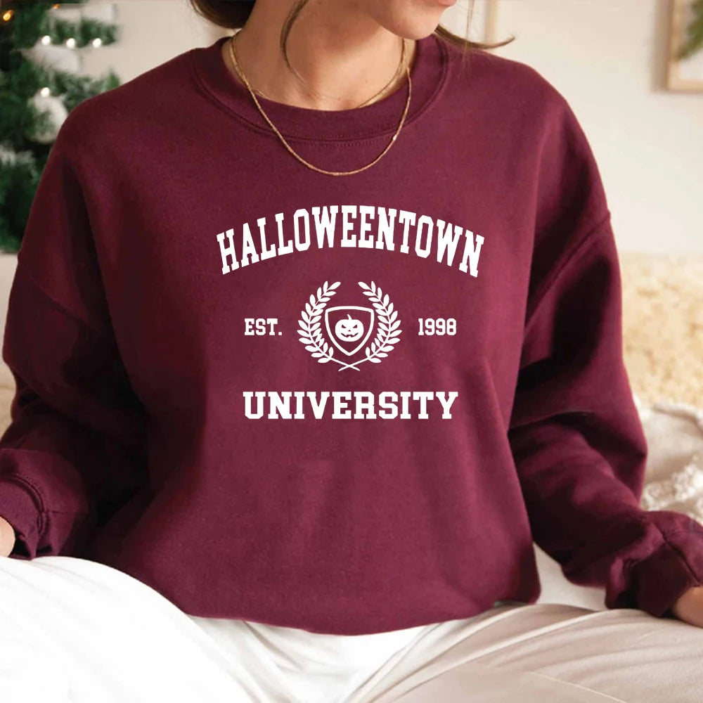 Halloweentown University Crewneck Sweatshirt, Women Fall Sweatshirt Graphic Casual Pullover Tops