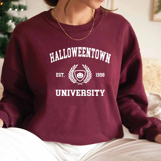 Halloweentown University Crewneck Sweatshirt, Women Fall Sweatshirt Graphic Casual Pullover Tops