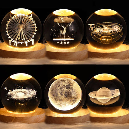 Crystal Ball Night Light 3D LED Night Lamp Creative Table Bedside Lamp Romantic Light kids night light  Home Decor