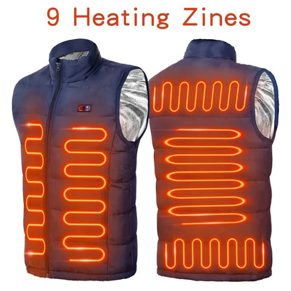 9 Heated Vest Zones Electric Heated Jackets Men Women Sportswear Heated Coat Graphene Heat Coat USB Heating Jacket