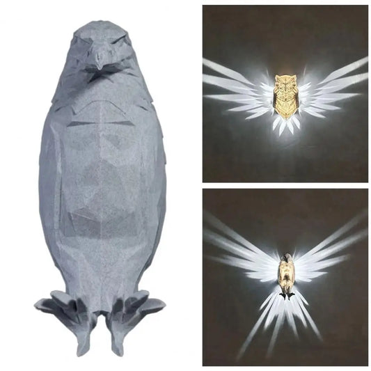 3D Animal Owl LED Night Lamp Wall Decoration Soft Lighting Easy to Install Indoor Outdoor Use Wall Mount Corridors Stairs LED La