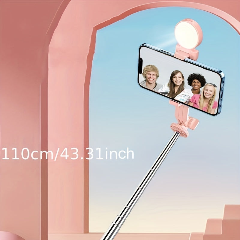 Remote Control Selfie Stick Mobile Phone Bracket with Floor Tripod and Beauty Fill Light